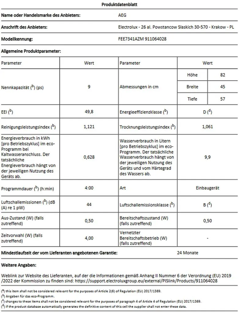 AEG FEE7341AZM Integrierter-Geschirrspüler / 45cm / AirDry - Perfekte Trocknungsergebnisse / D / Energiesparend / Besteckkorb / Beladungserkennung / Display / Startzeitvorwahl / Extra Leise 10 AEG FEE7341AZM Integrierter-Geschirrspüler / 45cm / AirDry - Perfekte Trocknungsergebnisse / D / Energiesparend / Besteckkorb / Beladungserkennung / Display / Startzeitvorwahl / Extra Leise - Image 8