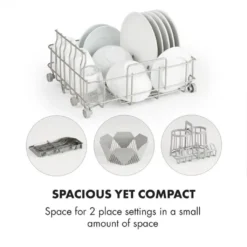 Klarstein Mini Geschirrspüler Spülmaschine Mit Platz Für 2 Maßgedecke - 6 Programme - 5 L Wasser Benötigt - LED-Display - Touch - Tischgeschirrspüler Inkl. Zubehör - Silber Mini Geschirrspülmaschine Klein Spülmaschine Freistehend -Angebote Herd Liebe Store 01108aac6e8f51f844de3b2ebf50c00e