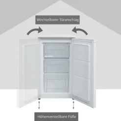 Telefunken CF-34-101-W Gefrierschrank Weiß / 82,1 Cm 160 KWh / 63 L Nutzinhalt / Türanschlag Wechselbar / Höhenverstellbare Füße -Angebote Herd Liebe Store 027b89f8b5b5c23c98a371fe9d3f800b
