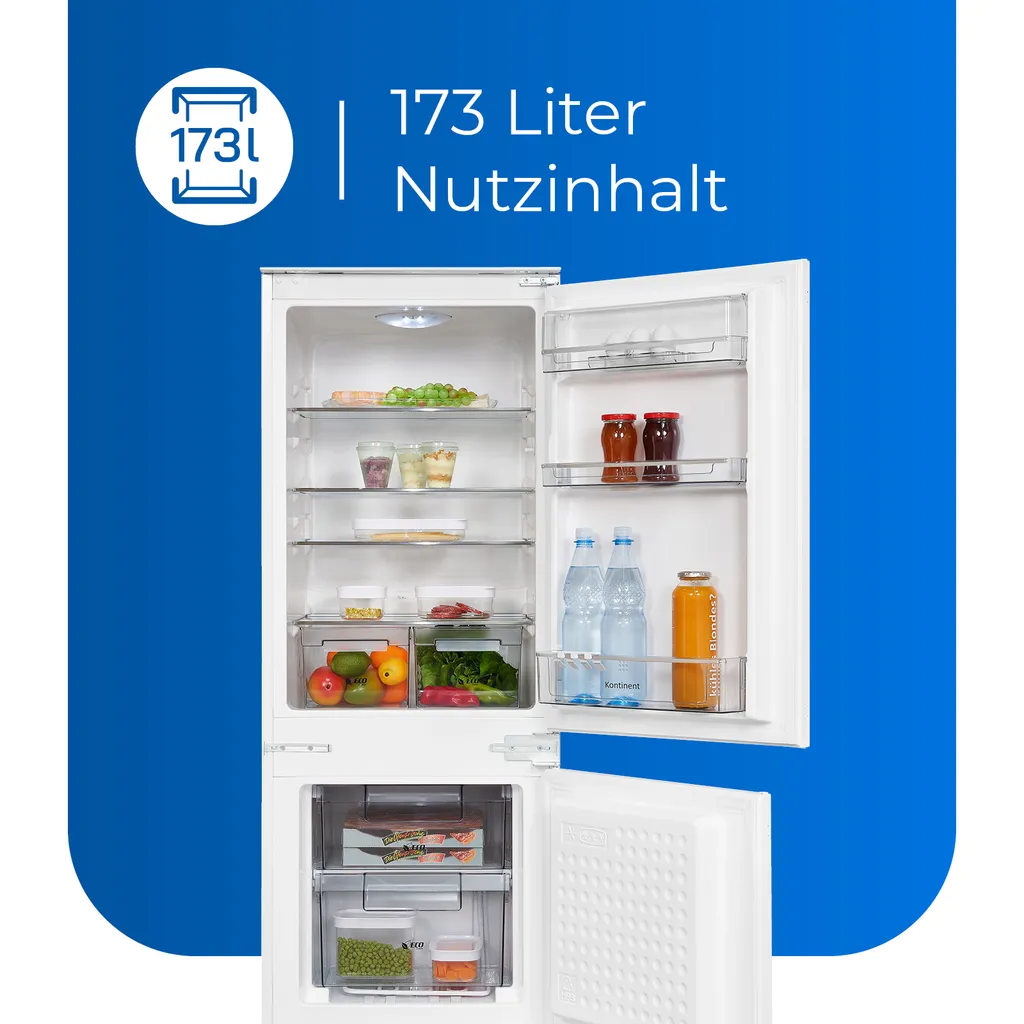 Exquisit Einbau-Kühl-Gefrierkombination EKGC225-40-110F Weiss | Einbaugerät | Schlepptürmontage | 173 L Nutzinhalt | Weiß 6 Exquisit Einbau-Kühl-Gefrierkombination EKGC225-40-110F Weiss | Einbaugerät | Schlepptürmontage | 173 L Nutzinhalt | Weiß - Image 4