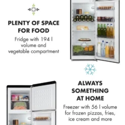 Klarstein Kühlschrank Mit Gefrierfach - Fridge - 0 Bis 10 °C - Kühlschrank Gefrierkombination - Kühlschrank Mit 194 L - 56 L Gefrierschrank - Schwarz Kühl Gefrierkombination Retro Kühlgefrierkombination Freistehend Gefriergeräte -Angebote Herd Liebe Store 03c2696ef68f519eda803a97276a2913