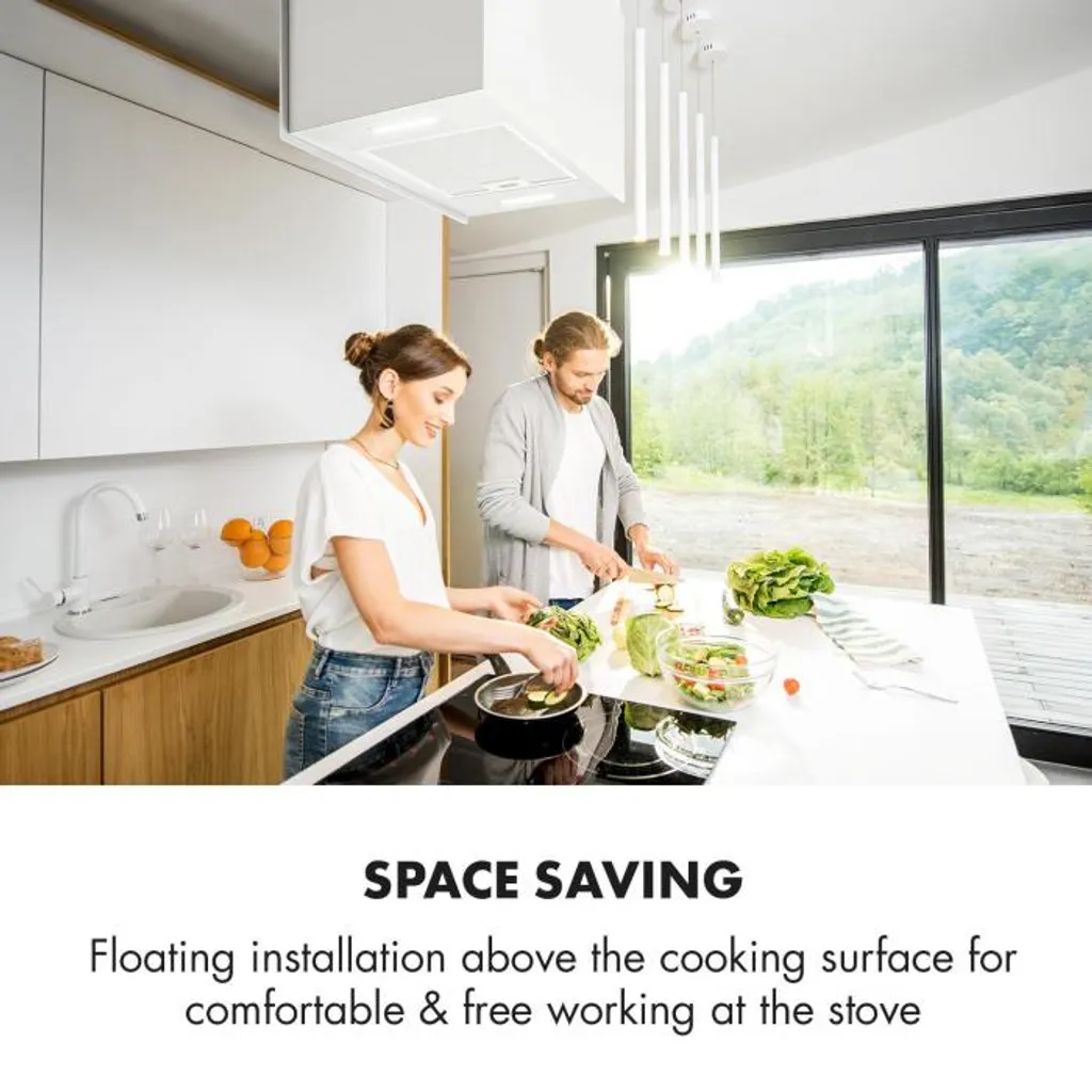 Kronleuchter L Inselabzugshaube 60cm Abluft: 590m³/h LED Touch Glas Weiß 7 Kronleuchter L Inselabzugshaube 60cm Abluft: 590m³/h LED Touch Glas Weiß - Image 5