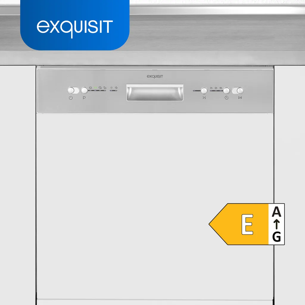Exquisit Einbaugeschirrspüler EGSP6012-EB-030E Inox | Teilintegriert | 12 Gedecke | Inox 4 Exquisit Einbaugeschirrspüler EGSP6012-EB-030E Inox | Teilintegriert | 12 Gedecke | Inox - Image 2