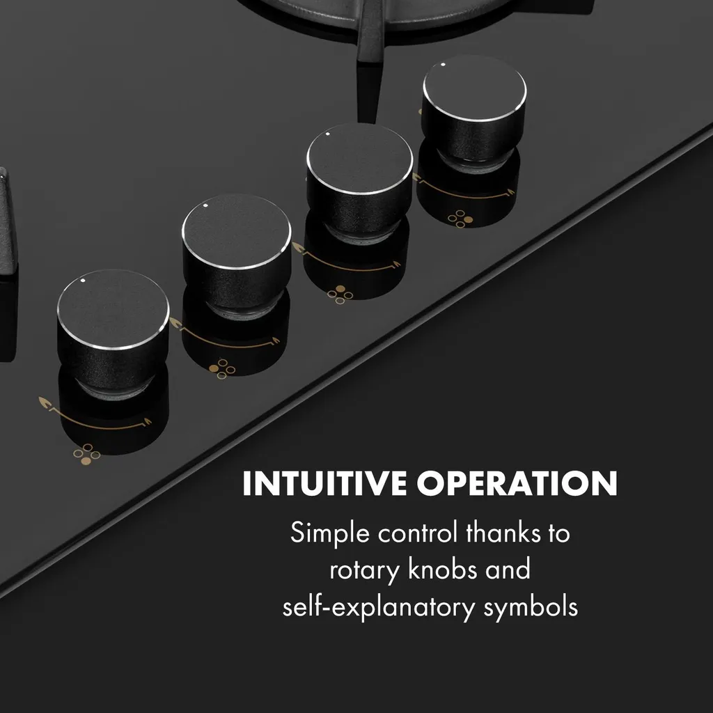 Klarstein Goldflame 4 Gaskochfeld , 4-flammig , Autark , 60 Cm , Einbau , Messing-Brenner , Erdgas/Propangas , Sicherheitsventile , Automatische Abschaltung , Topfträger Aus Gusseisen , Inkl.Schlauch Und Druckminderer , Glaskeramik Ø 8 Mm , Schwarz 6 Klarstein Goldflame 4 Gaskochfeld , 4-flammig , Autark , 60 Cm , Einbau , Messing-Brenner , Erdgas/Propangas , Sicherheitsventile , Automatische Abschaltung , Topfträger Aus Gusseisen , Inkl.Schlauch Und Druckminderer , Glaskeramik Ø 8 Mm , Schwarz - Image 4