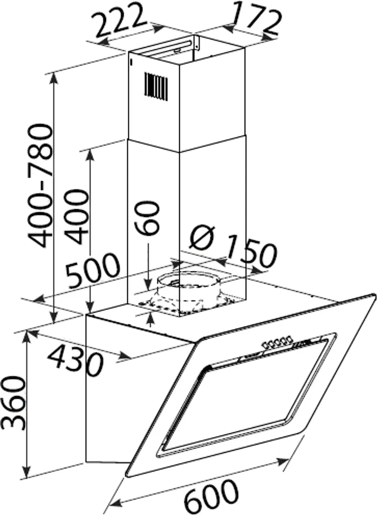 Bomann DU 771.1 G Kopffreie Vertikal-Dunstabzugshaube / 60 Cm/ LED Display/Touch Control/Umluft-oder Abluftbetrieb / 3 Leistungsstufen / 603 M³/h / Schwarz/Edelstahl 9 Bomann DU 771.1 G Kopffreie Vertikal-Dunstabzugshaube / 60 Cm/ LED Display/Touch Control/Umluft-oder Abluftbetrieb / 3 Leistungsstufen / 603 M³/h / Schwarz/Edelstahl - Image 7