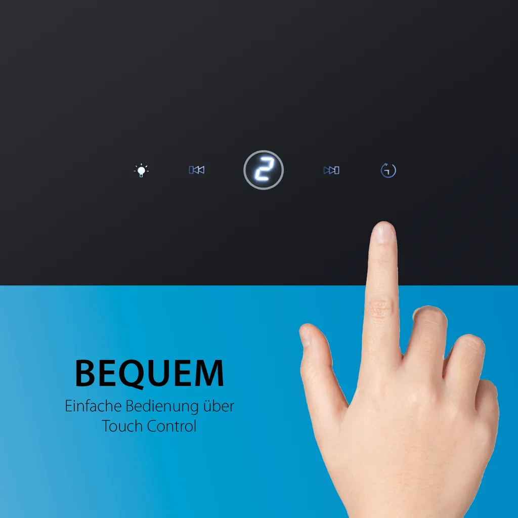 Bomann DU 7606.1 G Dunstabzugshaube 60 Cm Kopffreihaube, Bürstenloser DC-Motor Geräuscharm, Glas-Front, 9 Leistungsstufen, LED Beleuchtung, Inkl 5-lagiger Aluminium-Filter Abluftschlauch 6 Bomann DU 7606.1 G Dunstabzugshaube 60 Cm Kopffreihaube, Bürstenloser DC-Motor Geräuscharm, Glas-Front, 9 Leistungsstufen, LED Beleuchtung, Inkl 5-lagiger Aluminium-Filter Abluftschlauch - Image 4