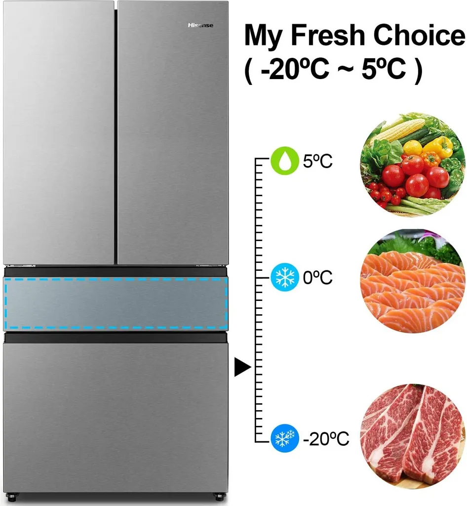 Hisense RF540N4SBI2 Side-by-Side Kühl-Gefrierkombination - Freistehend - Edelstahl-Look - 480 Liter Gesamtvolumen - LED-Display - LED-Innenbeleuchtung - TotalNoFrost - Multi Air Flow - CrispZone 13 Hisense RF540N4SBI2 Side-by-Side Kühl-Gefrierkombination - Freistehend - Edelstahl-Look - 480 Liter Gesamtvolumen - LED-Display - LED-Innenbeleuchtung - TotalNoFrost - Multi Air Flow - CrispZone - Image 11