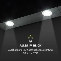 Klarstein Annabelle 90 Dunstabzugshaube - Kopffreihaube, Wandabzugshaube, Abluft/Umluft, 650 M³/h Abluftleistung, 230 Watt, LED-Kochflächenbeleuchtung, Edelstahl, Touch-Armatur, Schwarz -Angebote Herd Liebe Store 09b8452d5cd08022e7cd522e5e57da3d