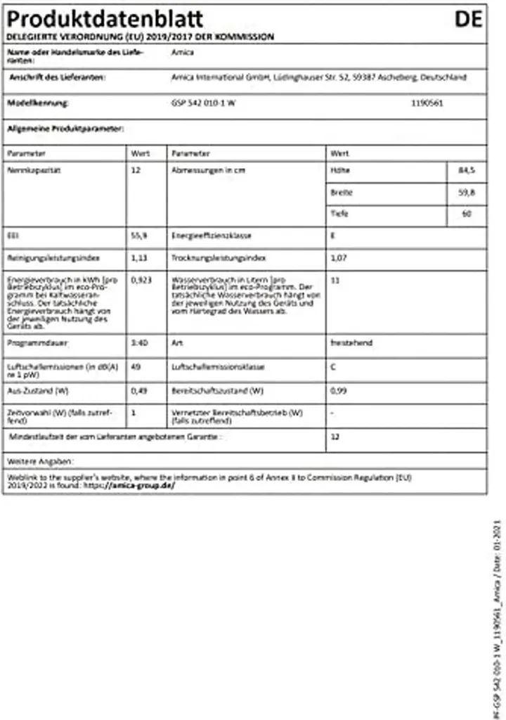 Amica - GSP 542 010 W - Stand-Geschirrspüler - Weiß - 60 Cm 6 Amica - GSP 542 010 W - Stand-Geschirrspüler - Weiß - 60 Cm - Image 4