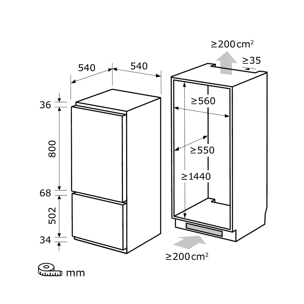Exquisit Einbau-Kühl-Gefrierkombination EKGC225-40-110F Weiss | Einbaugerät | Schlepptürmontage | 173 L Nutzinhalt | Weiß 9 Exquisit Einbau-Kühl-Gefrierkombination EKGC225-40-110F Weiss | Einbaugerät | Schlepptürmontage | 173 L Nutzinhalt | Weiß - Image 7
