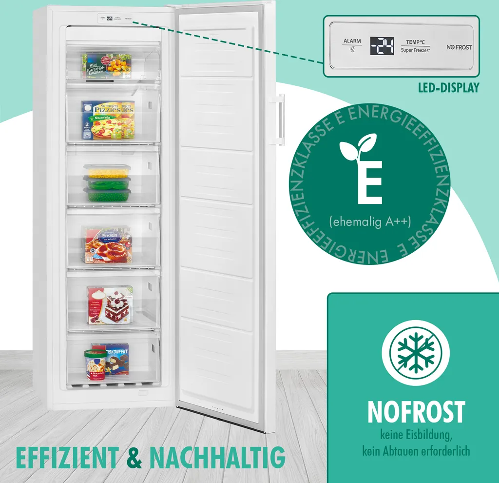 Bomann® Gefrierschrank Nofrost Freistehender 194 Liter Nutzinhalt, Total No Frost - Nie Wieder Abtauen - Schnellgefrierfunktion U. MultiAirflow-System, Türanschlag Wechselbar - GS 7326.1 Weiß 4 Bomann® Gefrierschrank Nofrost Freistehender 194 Liter Nutzinhalt, Total No Frost - Nie Wieder Abtauen - Schnellgefrierfunktion U. MultiAirflow-System, Türanschlag Wechselbar - GS 7326.1 Weiß - Image 2