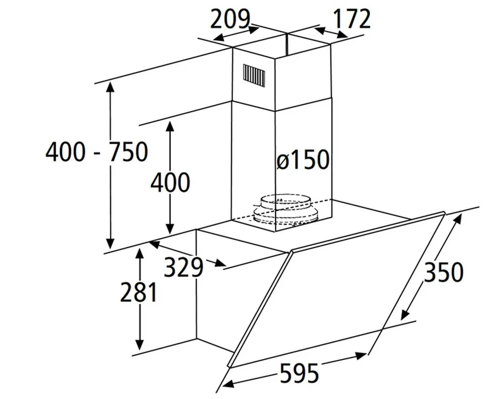 PKM Dunstabzugshaube Schräghaube Wandesse Metall Glas S23-60 ABPY 60cm Schwarz 7 PKM Dunstabzugshaube Schräghaube Wandesse Metall Glas S23-60 ABPY 60cm Schwarz - Image 5