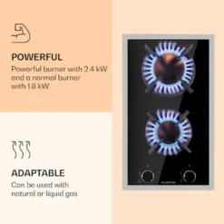 Klarstein Goldflame Domino Prime Gaskochfeld , 2-flammig Messing-Brenner , 4,2 KW, Glaskeramik , Inklusive Schlauch Und Druckminderer -Angebote Herd Liebe Store 172baade03e5556afc1fcb811572891c