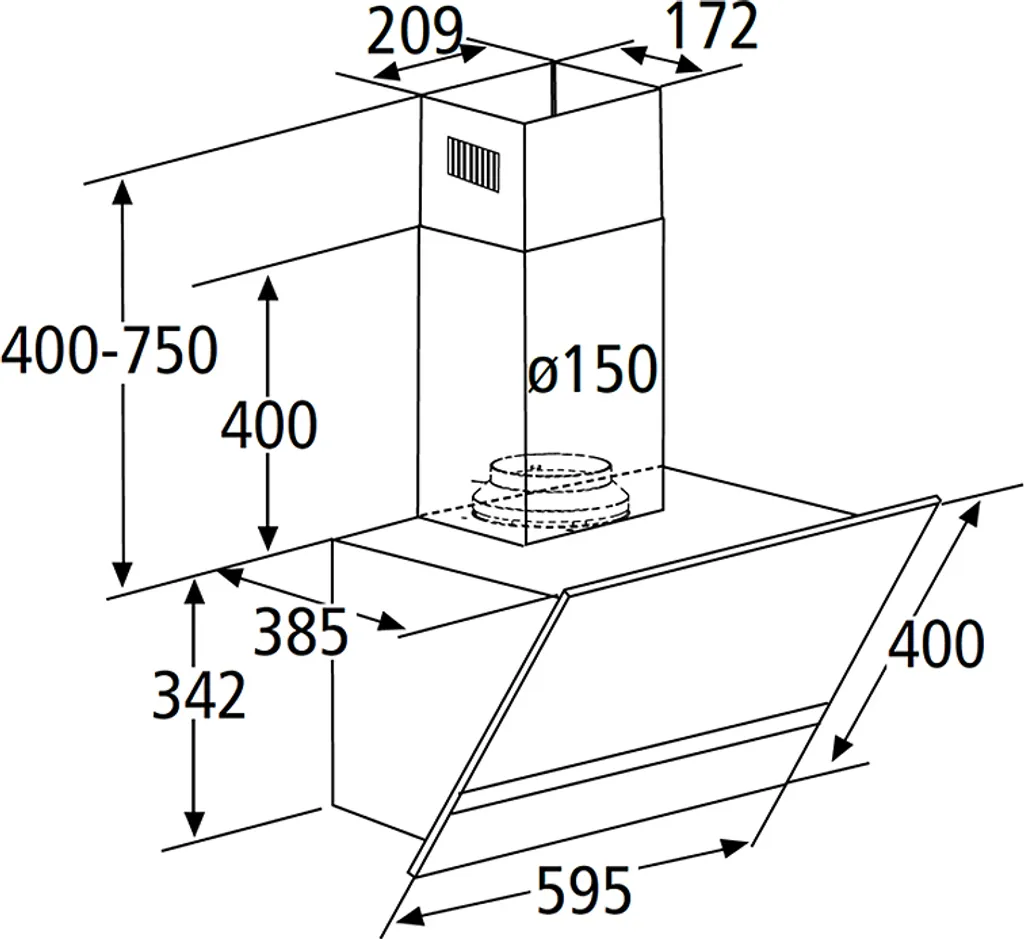 PKM Dunstabzugshaube Kopffreihaube Schräghaube Randabsaugung S20-60 AWTY Weiß 4 PKM Dunstabzugshaube Kopffreihaube Schräghaube Randabsaugung S20-60 AWTY Weiß - Image 2