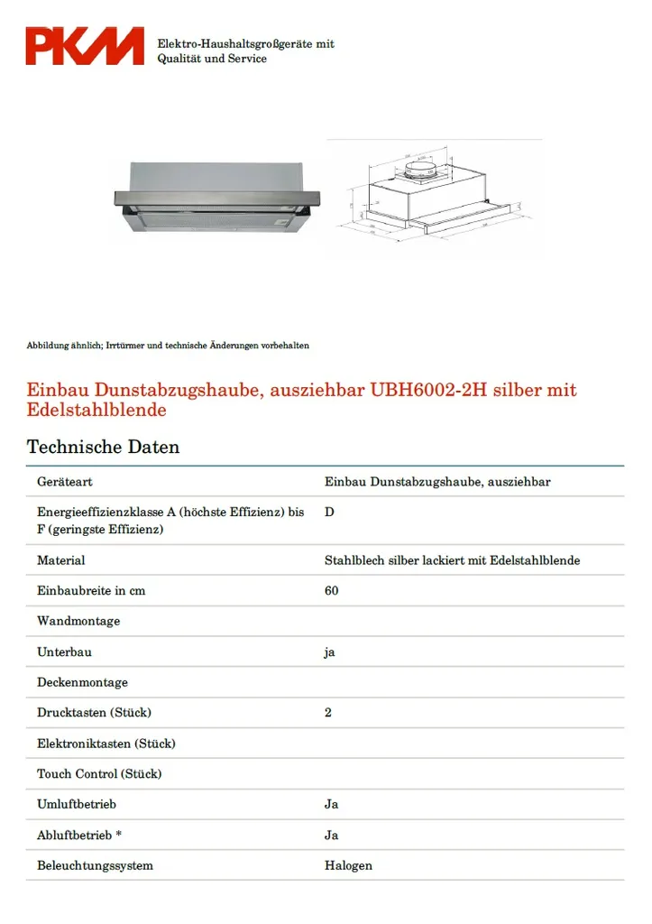 Umluftset Dunstabzugshaube PKM UBH6002-2H 60cm + Aktivkohlefilter 5 Umluftset Dunstabzugshaube PKM UBH6002-2H 60cm + Aktivkohlefilter - Image 3
