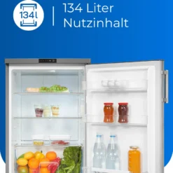 Exquisit Vollraumkühlschrank KS16-V-HE-011D Inoxlook | 134 L Nutzinhalt | Edelstahloptik -Angebote Herd Liebe Store 1ca6a9b65c38c1d1e056ec58cfde8947
