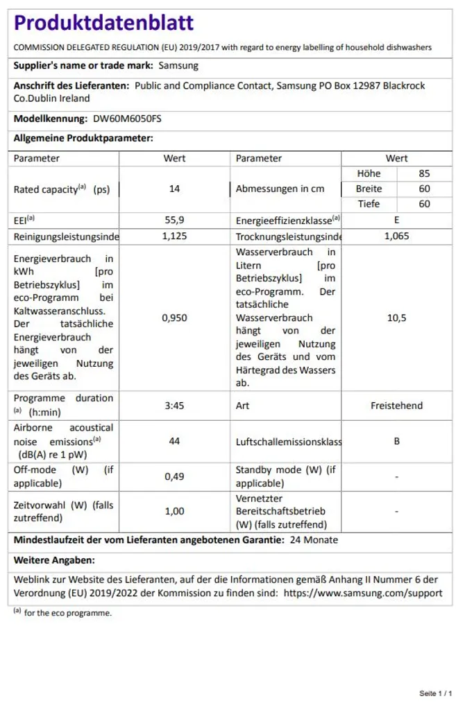 Samsung DW60M6050FS Geschirrspüler Freistehend 14 Gedecke Edelstahl LED 15 Samsung DW60M6050FS Geschirrspüler Freistehend 14 Gedecke Edelstahl LED - Image 13