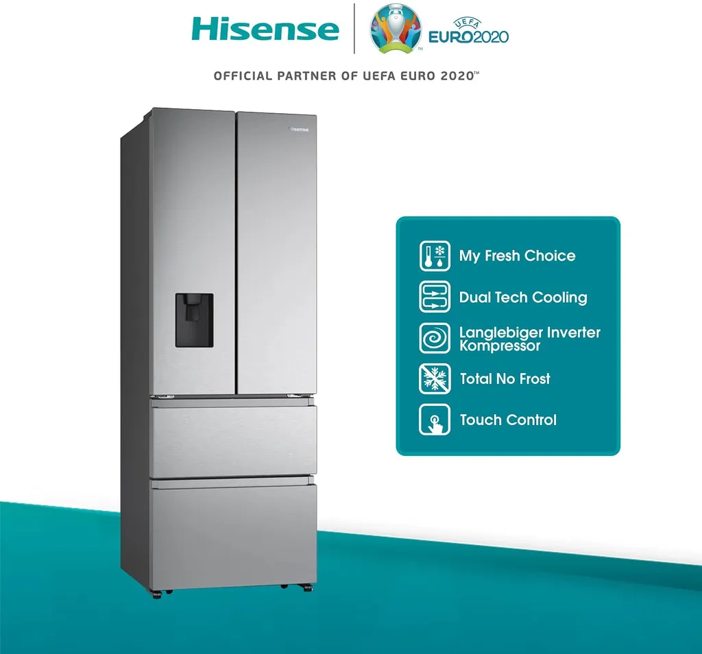 Hisense RF632N4WIE French Door Kühl-Gefrierkombination/ NoFrostPlus/ Inverter-Kompressor/ Wasserspender/ CrispZone/ 200 Cm/ Kühlteil 336 L/ Gefrierteil 149 L/ 38 DB/ 295 KWh/ Jahr/ Inox-Look 5 Hisense RF632N4WIE French Door Kühl-Gefrierkombination/ NoFrostPlus/ Inverter-Kompressor/ Wasserspender/ CrispZone/ 200 Cm/ Kühlteil 336 L/ Gefrierteil 149 L/ 38 DB/ 295 KWh/ Jahr/ Inox-Look – Bild 3
