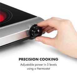 Klarstein Cookbuddy Doppelkochfeld , 2400W , Infrarot , Glaskeramik , Mobile Kochplatte , 2 X 18 Cm (Ø) Kochzone , 5 Temperaturstufen , Überhitzungsschutz , Elektrisch , Camping-Kochfeld , Edelstahl , Silber -Angebote Herd Liebe Store 223373a7388d8c3ab3ef40aff3a5b3aa