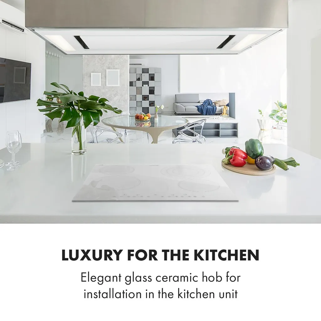 Klarstein Virtuosa 4 Glaskeramik-Kochfeld , Autark , 59 Cm , 4 Zonen: 6500 Watt , Zweifach-Zone , 4 Kochzonen , 9 Stufen , Timer , Rahmenlos , Timer , Kindersicherung , Weiß 9 Klarstein Virtuosa 4 Glaskeramik-Kochfeld , Autark , 59 Cm , 4 Zonen: 6500 Watt , Zweifach-Zone , 4 Kochzonen , 9 Stufen , Timer , Rahmenlos , Timer , Kindersicherung , Weiß - Image 7