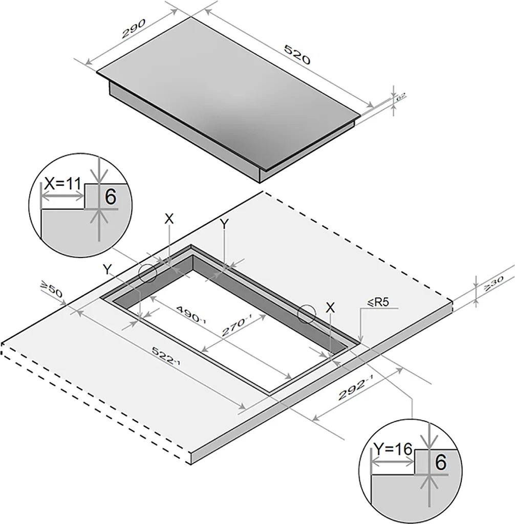 PKM Glaskeramik-Doppelkochplatte Kochfeld EB-GK2KG Rahmenlos 29 X 52cm 4 PKM Glaskeramik-Doppelkochplatte Kochfeld EB-GK2KG Rahmenlos 29 X 52cm - Image 2