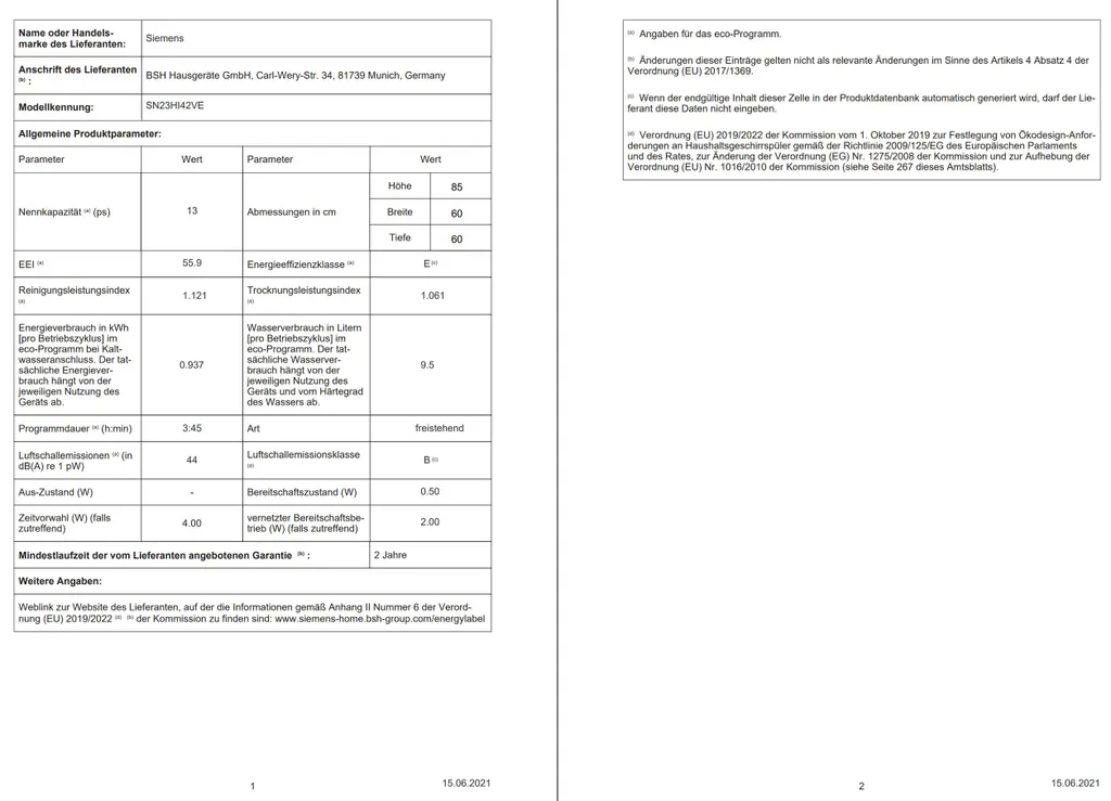 Siemens Geschirrspüler SN23HI42VE - Freistehend, 60 Cm, Edelstahl, HomeConnect 9 Siemens Geschirrspüler SN23HI42VE - Freistehend, 60 Cm, Edelstahl, HomeConnect - Image 7