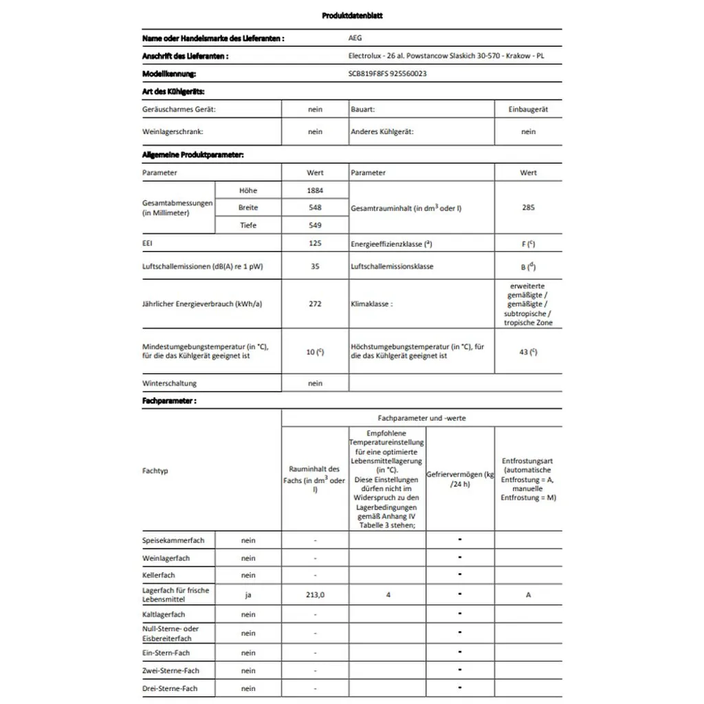 AEG - SCB819F8FS - Einbau-Kühl-Gefrierkombination - Schlepptür-Technik 8 AEG - SCB819F8FS - Einbau-Kühl-Gefrierkombination - Schlepptür-Technik - Image 6