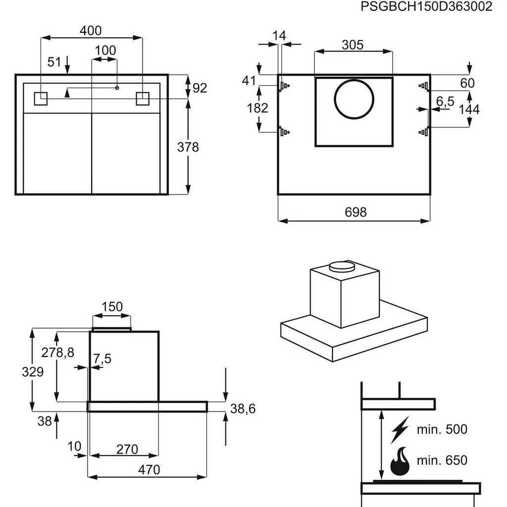 Electrolux Unterbauhaube Flachschirmhaube 70cm Max.400m³/h Hob²Hood Funktion SilenceTech EFT6576OX 5 Electrolux Unterbauhaube Flachschirmhaube 70cm Max.400m³/h Hob²Hood Funktion SilenceTech EFT6576OX - Image 3