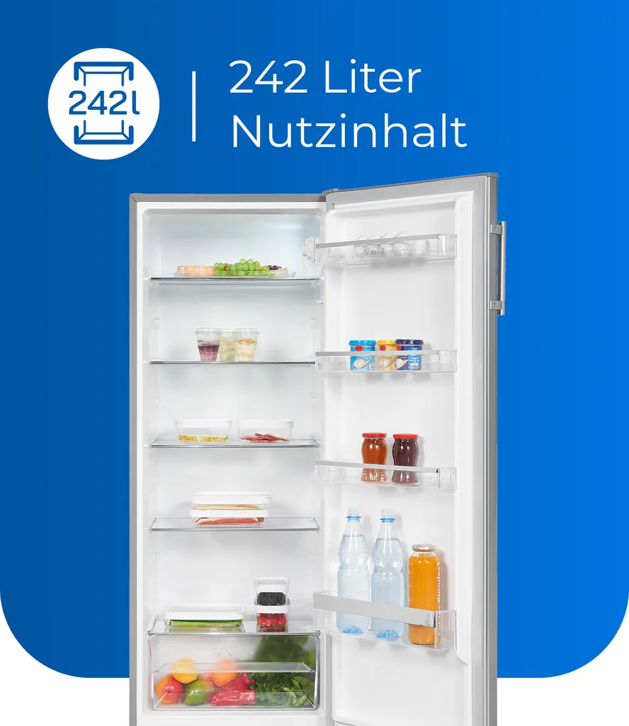 Exquisit Vollraumkühlschrank KS320-V-H-040E Inoxlook | 242 L Nutzinhalt | Edelstahloptik 6 Exquisit Vollraumkühlschrank KS320-V-H-040E Inoxlook | 242 L Nutzinhalt | Edelstahloptik - Image 4