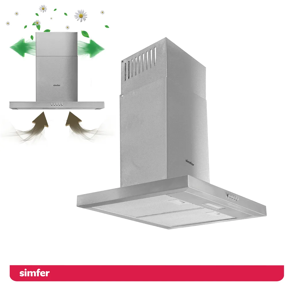 Simfer SMF-CH 8633 Dunstabzugshaube Edelstahl, 60 Cm, 650 M³ /h, Wandhaube, Kaminhaube, Teleskopkamin, Doppelabluftschacht, LED-Beleuchtung 5 Simfer SMF-CH 8633 Dunstabzugshaube Edelstahl, 60 Cm, 650 M³ /h, Wandhaube, Kaminhaube, Teleskopkamin, Doppelabluftschacht, LED-Beleuchtung - Image 3