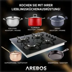 AREBOS Gaskochfeld 4 Flammen, Glaskeramik, Inkl. Topfträger & Zündsicherung, Autark, Geeignet Für Erdgas Oder Propangas, Gasherd 17 AREBOS Gaskochfeld 4 Flammen, Glaskeramik, Inkl. Topfträger & Zündsicherung, Autark, Geeignet Für Erdgas Oder Propangas, Gasherd -Angebote Herd Liebe Store 2d467e8433ca76edaa8ca710808759aa