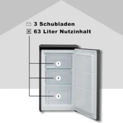 Telefunken CF-34-101-B Gefrierschrank Schwarz / 82,1 Cm 160 KWh / 63 L Nutzinhalt / Türanschlag Wechselbar / Höhenverstellbare Füße
