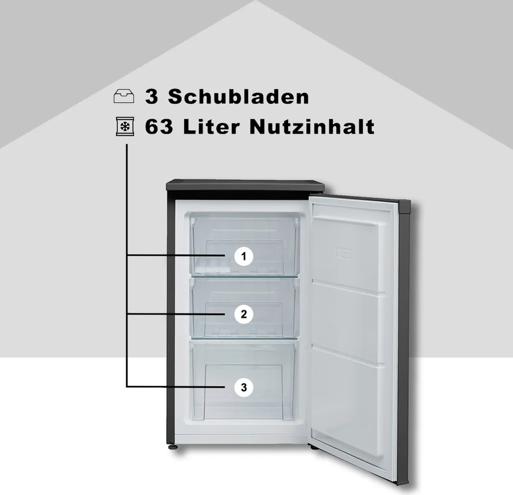 Telefunken CF-34-101-B Gefrierschrank Schwarz / 82,1 Cm 160 KWh / 63 L Nutzinhalt / Türanschlag Wechselbar / Höhenverstellbare Füße 3 Telefunken CF-34-101-B Gefrierschrank Schwarz / 82,1 Cm 160 KWh / 63 L Nutzinhalt / Türanschlag Wechselbar / Höhenverstellbare Füße