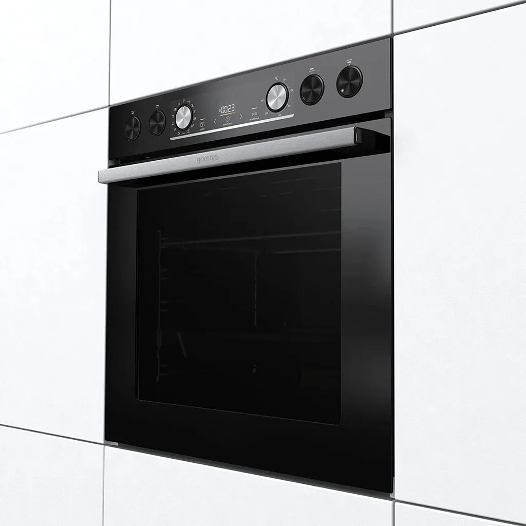 Gorenje Black Set 4 Einbauherd-Set Mit Glaskeramik-Kochfeld Mit Edelstahlrahmen, Heißluft - 77L XXL Volumen - ExtraSteam - GentleClose - EcoClean - AirFry - PizzaMode - PerfectGrill - Teleskopauszüge - Schwarz 6 Gorenje Black Set 4 Einbauherd-Set Mit Glaskeramik-Kochfeld Mit Edelstahlrahmen, Heißluft - 77L XXL Volumen - ExtraSteam - GentleClose - EcoClean - AirFry - PizzaMode - PerfectGrill - Teleskopauszüge - Schwarz - Image 4
