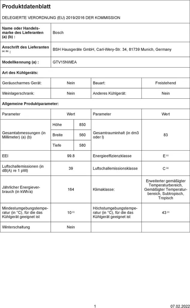 Bosch Serie 2 GTV15NWEA Gefrierschrank 83 Liter 3 Gefriergut-Schubladen 8 Bosch Serie 2 GTV15NWEA Gefrierschrank 83 Liter 3 Gefriergut-Schubladen - Image 6
