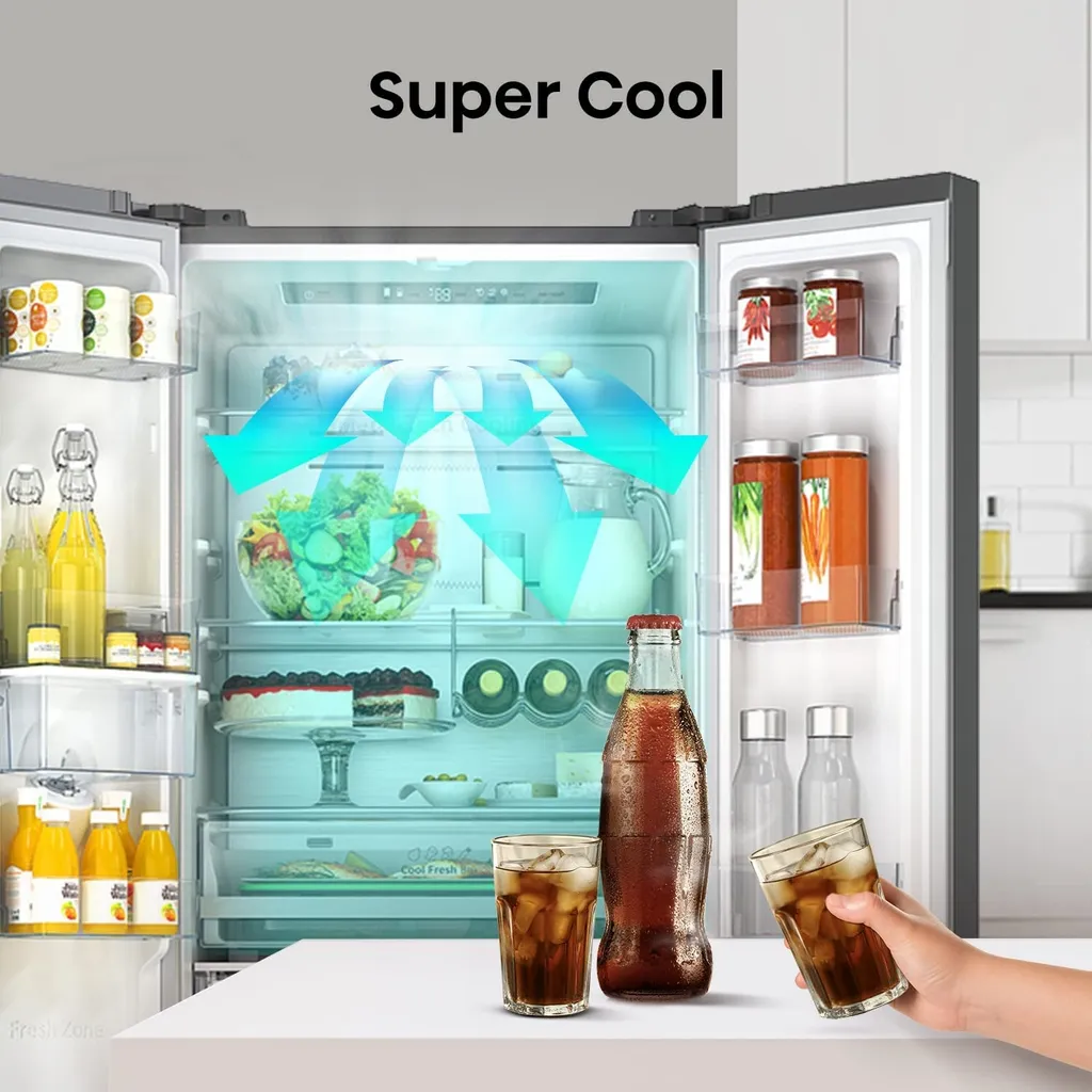 Hisense RF632N4WIE French Door Kühl-Gefrierkombination/ NoFrostPlus/ Inverter-Kompressor/ Wasserspender/ CrispZone/ 200 Cm/ Kühlteil 336 L/ Gefrierteil 149 L/ 38 DB/ 295 KWh/ Jahr/ Inox-Look 22 Hisense RF632N4WIE French Door Kühl-Gefrierkombination/ NoFrostPlus/ Inverter-Kompressor/ Wasserspender/ CrispZone/ 200 Cm/ Kühlteil 336 L/ Gefrierteil 149 L/ 38 DB/ 295 KWh/ Jahr/ Inox-Look – Bild 20