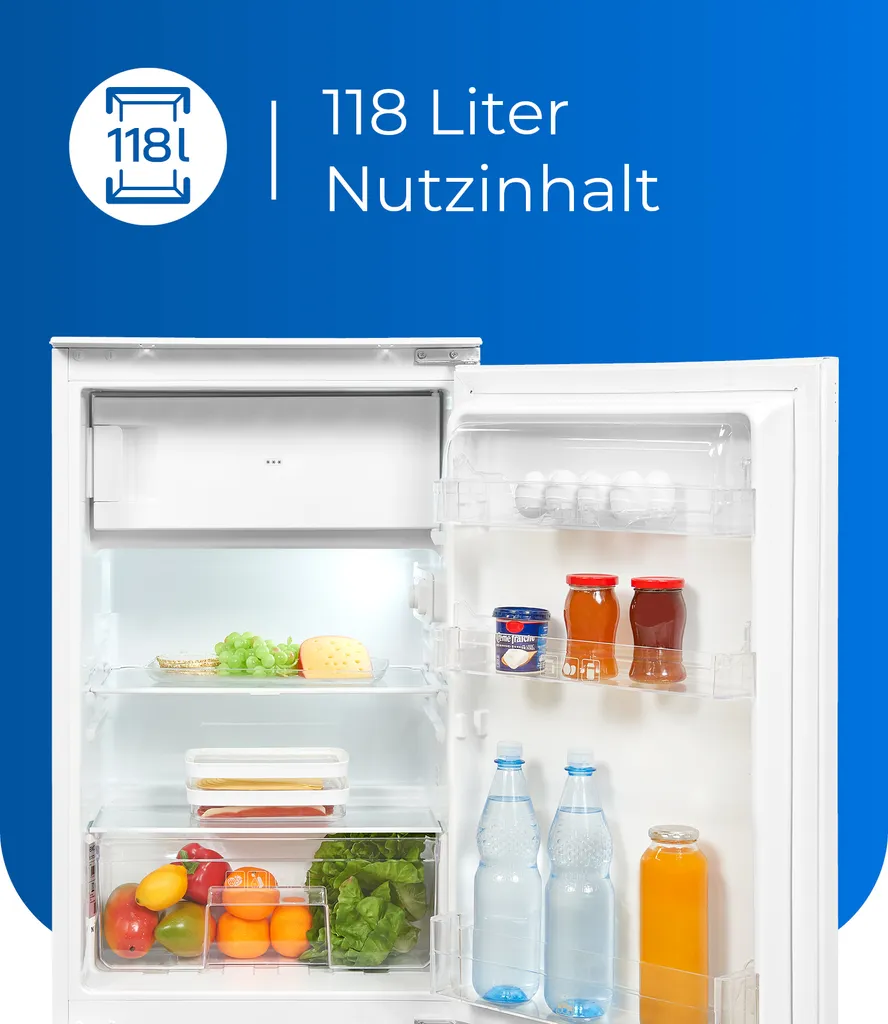 Exquisit Einbaukühlschrank EKS131-3-040F | Einbaugerät | Schlepptürmontage | 118 L Volumen | Weiß 6 Exquisit Einbaukühlschrank EKS131-3-040F | Einbaugerät | Schlepptürmontage | 118 L Volumen | Weiß - Image 4