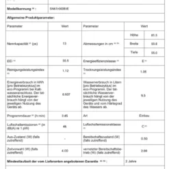 Siemens Geschirrspüler SN61HX08VE - Vollintegrierbar, 60cm, HomeConnect, Extrem Leise Nur 46 DB -Angebote Herd Liebe Store 3c1356529c76f374523cdf9794aaebb2