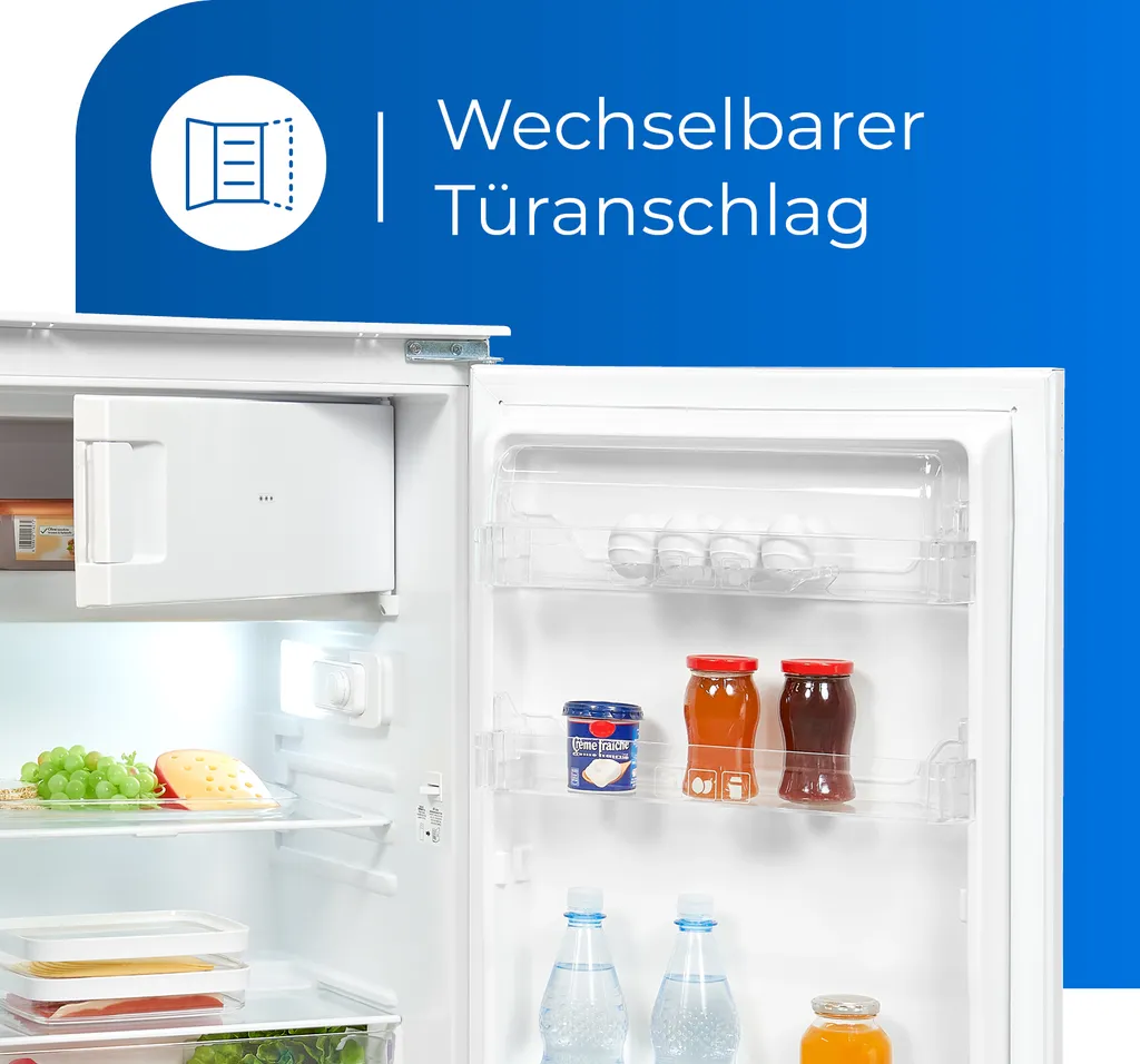 Exquisit Einbaukühlschrank EKS131-3-040F | Einbaugerät | Schlepptürmontage | 118 L Volumen | Weiß 5 Exquisit Einbaukühlschrank EKS131-3-040F | Einbaugerät | Schlepptürmontage | 118 L Volumen | Weiß - Image 3