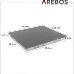 AREBOS Glaskeramikkochfeld, 7200 W, 4 Kochfelder, 59 Cm, Autark, Inkl. Dual-Kochzone Und Bräterzone, Mit Sensor Touch -Angebote Herd Liebe Store 400f88540c9b25e313471cce5c9a06d2