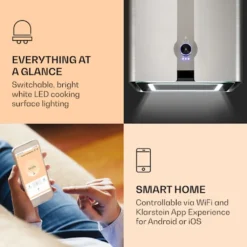 Klarstein Futurelight Smart Inselabzugshaube , Umluft 420m³/h , LED Beleuchtung , 3 Leistungsstufen ,Steuerbar Via WiFi Und Klarstein App Experience , Edelstahl -Angebote Herd Liebe Store 40239be98d698d09473bab4bc4ad8b24