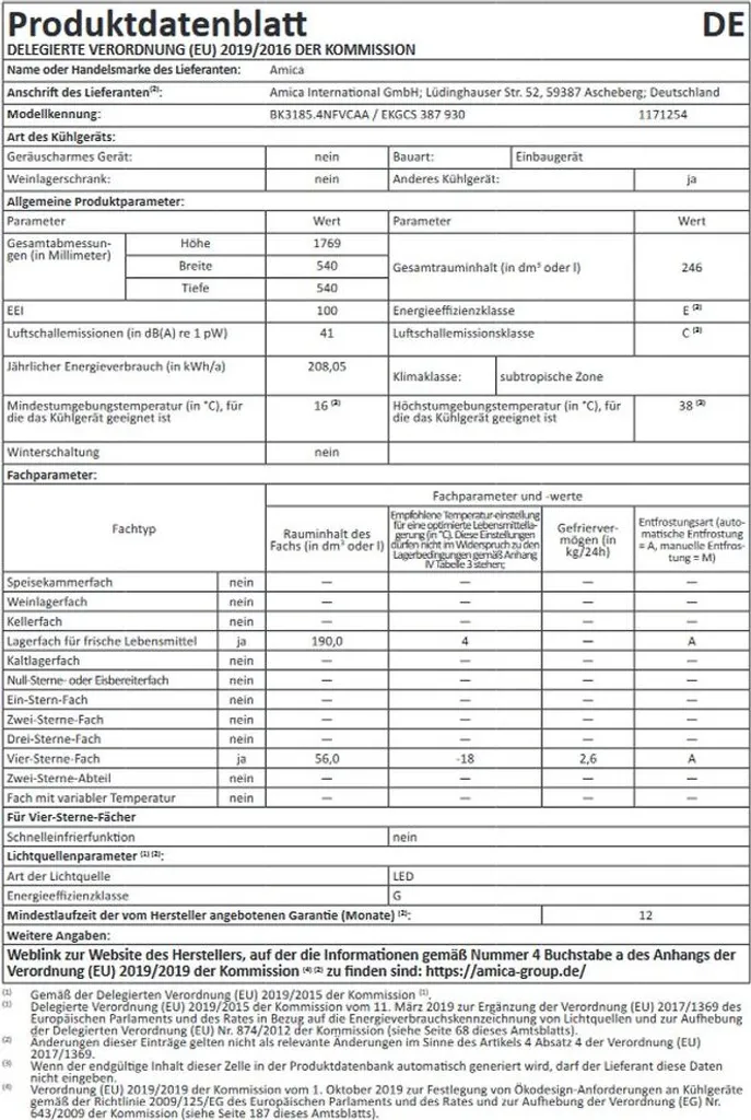 Amica - EKGCS 387 930 - Einbau-Kühl-Gefrierkombination - NoFrost - Schlepptür-Technik 7 Amica - EKGCS 387 930 - Einbau-Kühl-Gefrierkombination - NoFrost - Schlepptür-Technik - Image 5