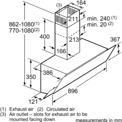 Bosch Dunstabzugshaube DWK095G60 - Edelstahl Schwarz, Wandmontage, 90 Cm -Angebote Herd Liebe Store 4310c952687d21e2989237cf3721b471