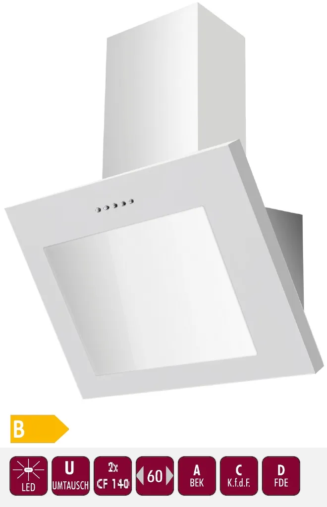 PKM Dunstabzugshaube Schräghaube Wandhaube Wandesse S28-60 BWPY 60cm Weiß 8 PKM Dunstabzugshaube Schräghaube Wandhaube Wandesse S28-60 BWPY 60cm Weiß - Image 6