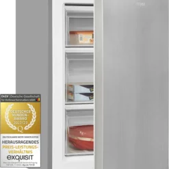 Exquisit Gefrierschrank GS81-040C Inoxlook | 87 L Nutzinhalt | Gefrierschubladen | Türanschlag Wechselbar