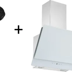 Respekta Dunstabzugshaube Schräghaube CH77060WA Kopffrei Glas 60 Cm Weiß LED + Filter