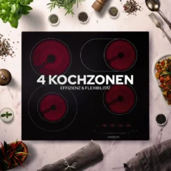 AREBOS Glaskeramikkochfeld, 7200 W, 4 Kochfelder, 59 Cm, Autark, Inkl. Dual-Kochzone Und Bräterzone, Mit Sensor Touch -Angebote Herd Liebe Store 4fb427f735433dcd03a5825e4dbec572