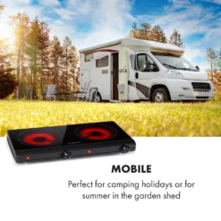 Klarstein Cookbuddy Doppelkochfeld, 2400W, Infrarot, Glaskeramik, Mobile Kochplatte, 2 X 18 Cm (Ø) Kochzone, 5 Temperaturstufen, Überhitzungsschutz, Elektrisch, Camping-Kochfeld, Edelstahl, Schwarz -Angebote Herd Liebe Store 5173aa550483da36f79888886a56094c