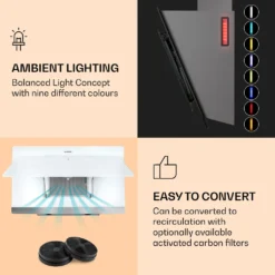 Klarstein Aurora Eco 90 Dunstabzugshaube 90 Cm , Abluftleistung: 550 M³/h , Kopffrei , Ambientelicht , EEC A+ -Angebote Herd Liebe Store 51cd3bc7d3711de3b0e2cb4632b13a83