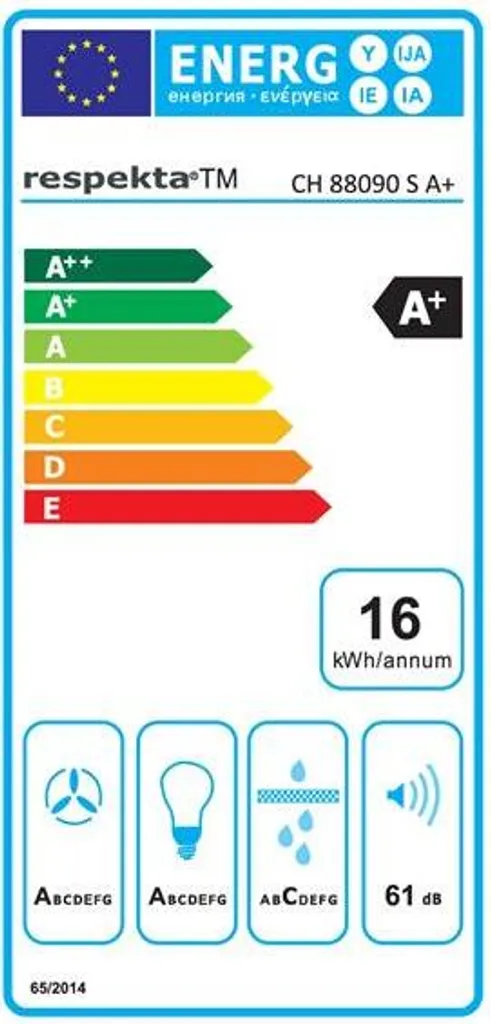 Dunstabzugshaube / Schräghaube Respekta CH 88090 SA+ 90cm Schwarz 6 Dunstabzugshaube / Schräghaube Respekta CH 88090 SA+ 90cm Schwarz - Image 4